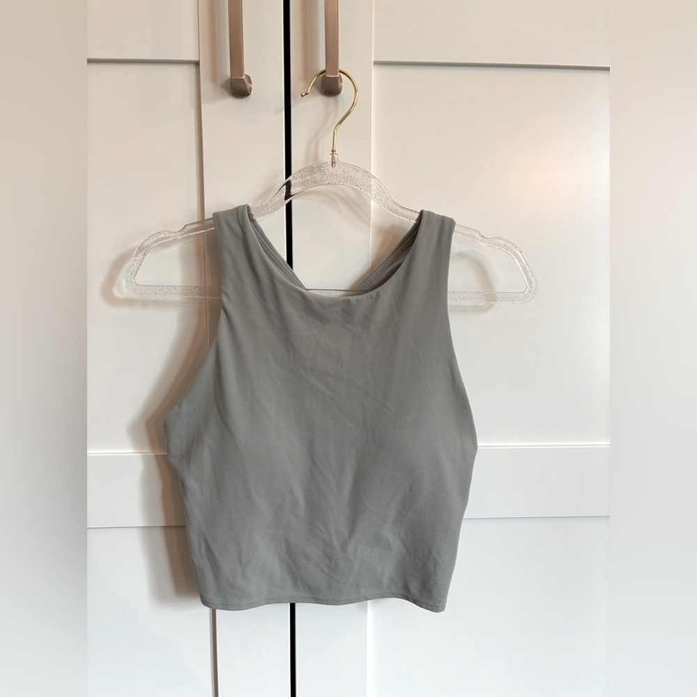 Athleta Conscious Crop Bra Tank Powervita Stretch Active Size Small Sage Green